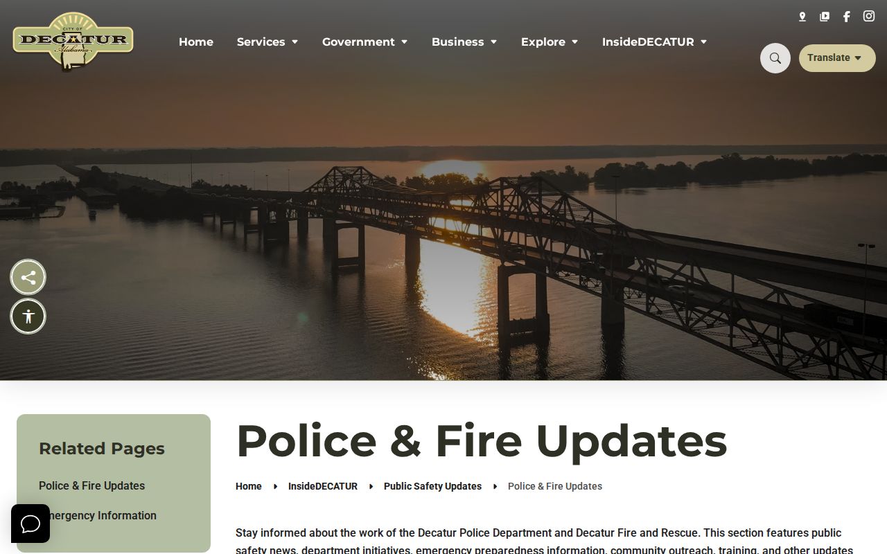 Decatur Police and Fire Updates public safety page